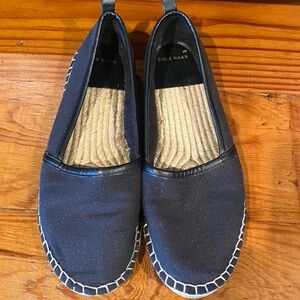 Cole Haan Espadrille Loafer Flats Women's Size 7  Black Fabric Slip On Comfort
